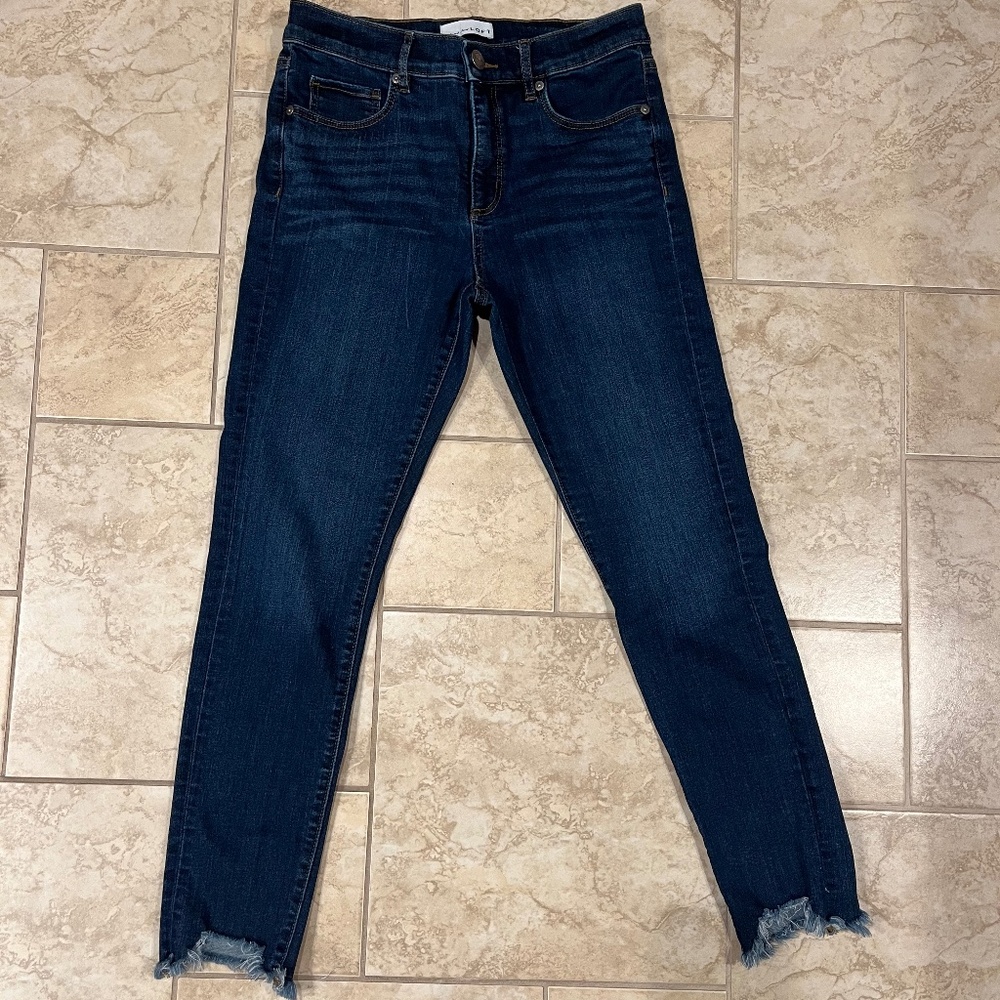 Loft Skinny Ankle Jeans with Frayed Hem, 27/4